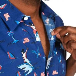 Tipsy Elves Men's Fin Riding Founder Button Down Shirt