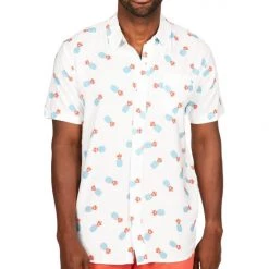Tipsy Elves Men's Pineapple Patriotism Button Down Shirt Patriotic