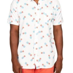 Tipsy Elves Men's Pineapple Patriotism Button Down Shirt Patriotic