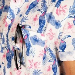 Tipsy Elves Men's Toucan Tango White Hawaiian Shirt