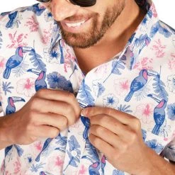 Tipsy Elves Men's Toucan Tango White Hawaiian Shirt