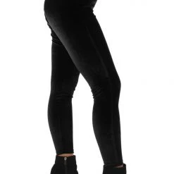 Tipsy Elves Women Black Velvet High Waisted Leggings