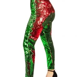 Tipsy Elves Red And Green Reversible Sequin High Waisted Leggings