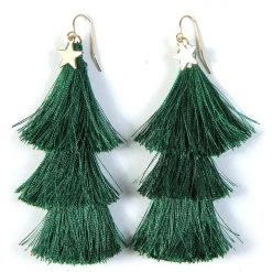 Tipsy Elves Women Christmas Tree Tassel Earrings