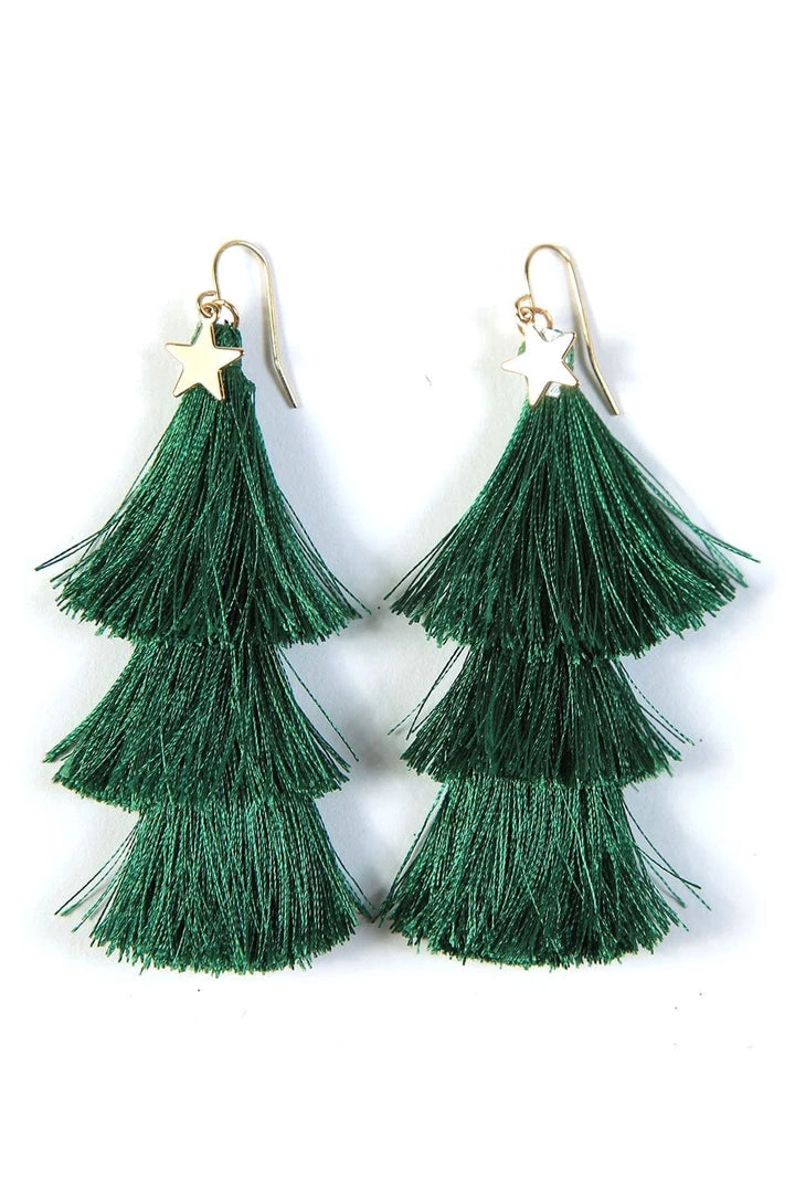 Tipsy Elves Women Christmas Tree Tassel Earrings