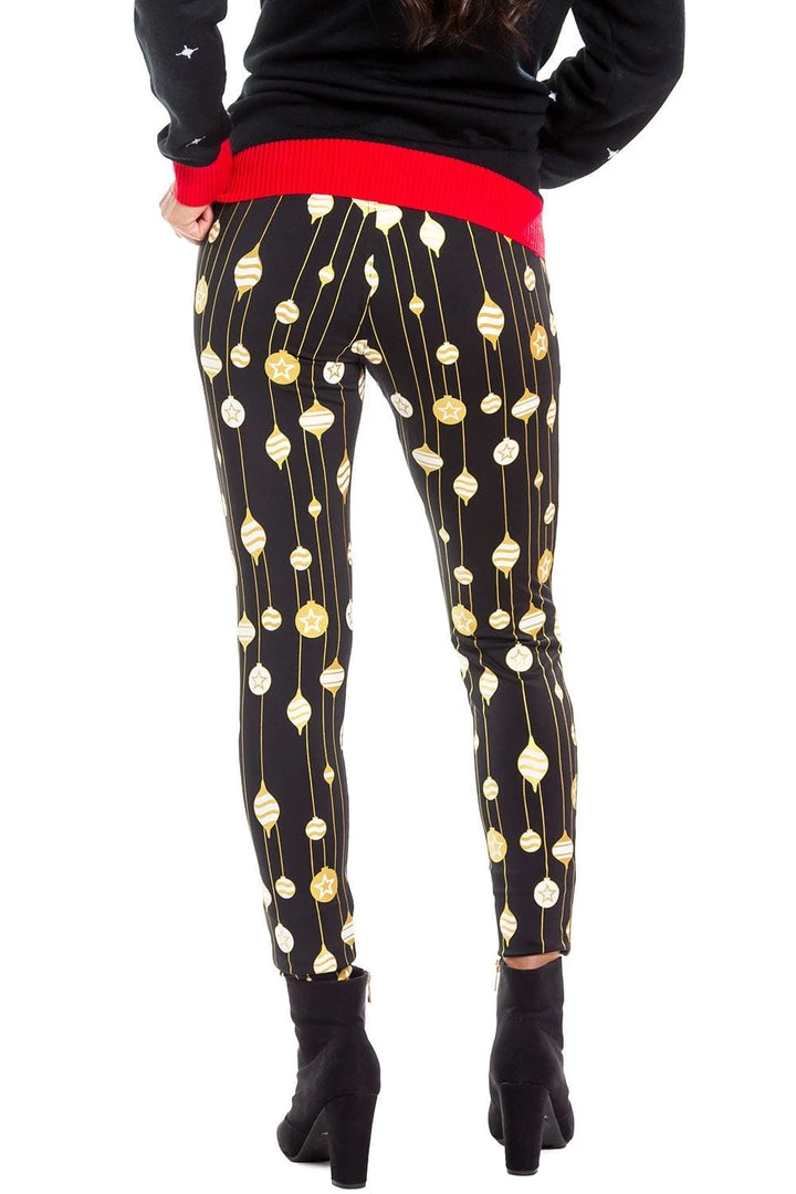 Tipsy Elves Gold Foil Ornament Leggings Women