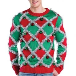 Tipsy Elves Men's Tacky Tinsel Ugly Christmas Sweater