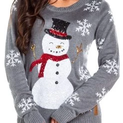 Tipsy Elves Women's Sequined Snow Day Ugly Christmas Sweater