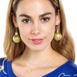 Tipsy Elves Glitter Ornament Earrings Women
