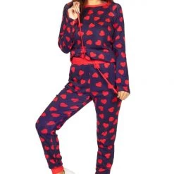 Tipsy Elves Women's Hearts On Fire Pajama Set