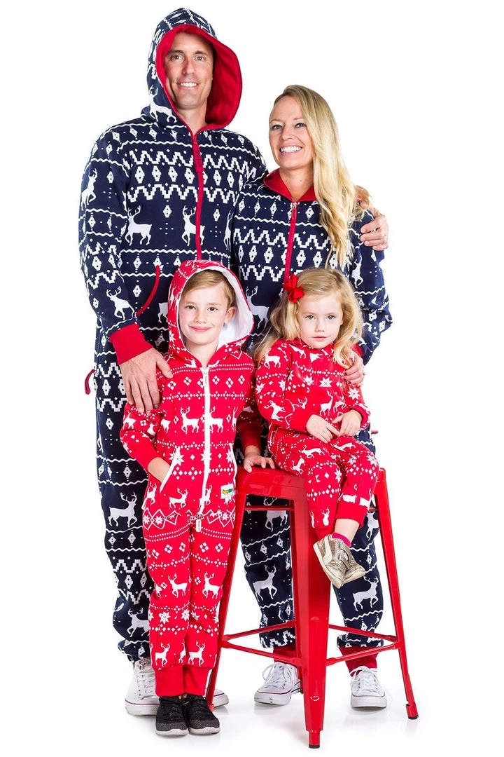Tipsy Elves Boy's / Girl's Red Fair Isle Reindeer Jumpsuit Holidays & Occasions