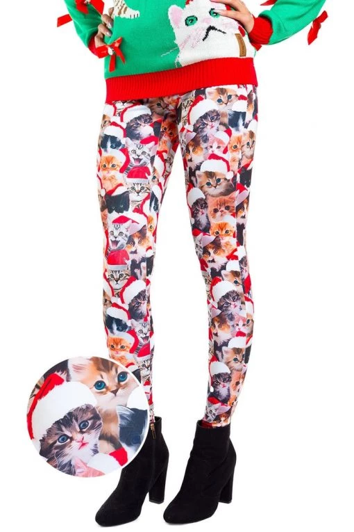 Tipsy Elves Meowy Christmas Leggings Women