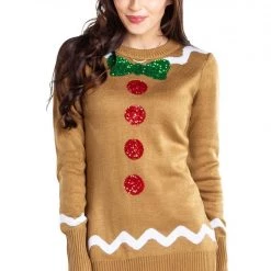 Tipsy Elves Women's Gingerbread Sweater Dress