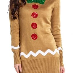 Tipsy Elves Women's Gingerbread Sweater Dress