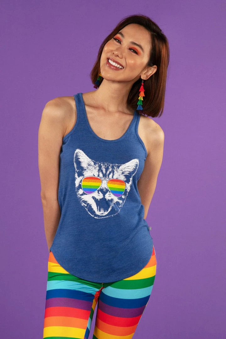 Tipsy Elves Pride Cat Tank Top (Blue) - Women's Cut