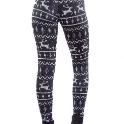 Tipsy Elves Women Black Reindeer Leggings
