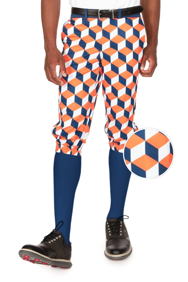 Tipsy Elves Men's Cube Caddy Golf Knickers With Navy Golf Socks