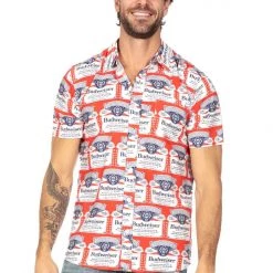 Tipsy Elves Men's Americold One Budweiser Button Down Shirt Patriotic