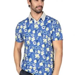 Tipsy Elves Men's Blue Botanics Golf Polo