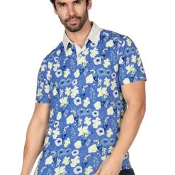 Tipsy Elves Men's Blue Botanics Golf Polo