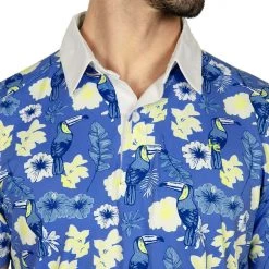 Tipsy Elves Men's Blue Botanics Golf Polo