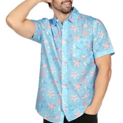 Tipsy Elves Patriotic Men's Island Of The Free Button Down Shirt