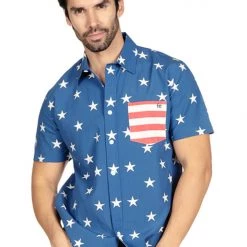 Tipsy Elves Men's Old Glory Button Down Shirt Patriotic