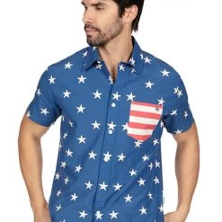 Tipsy Elves Men's Old Glory Button Down Shirt Patriotic