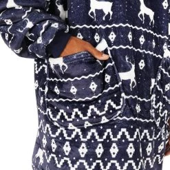 Tipsy Elves Blue Reindeer Blanket Hoodie