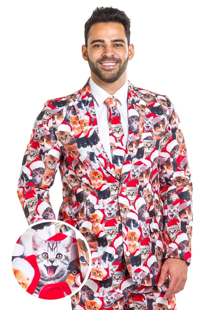 Tipsy Elves Meowy Christmas Blazer W/ Tie