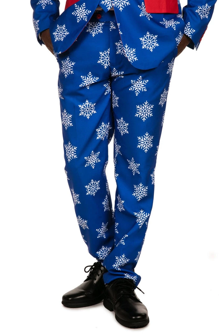 Tipsy Elves Men's Blue Snowflake Suit Pants