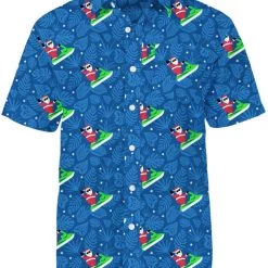 Tipsy Elves Men's Santa Jet Ski Button Down Shirt