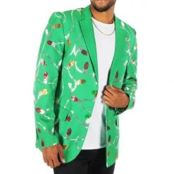 Tipsy Elves Green Sequin Light Blazer Men