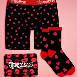 Tipsy Elves Men's Hearts On Fire Boxers & Socks Gift Set