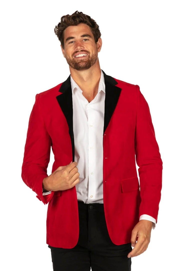 Tipsy Elves Red Velvet Blazer Men