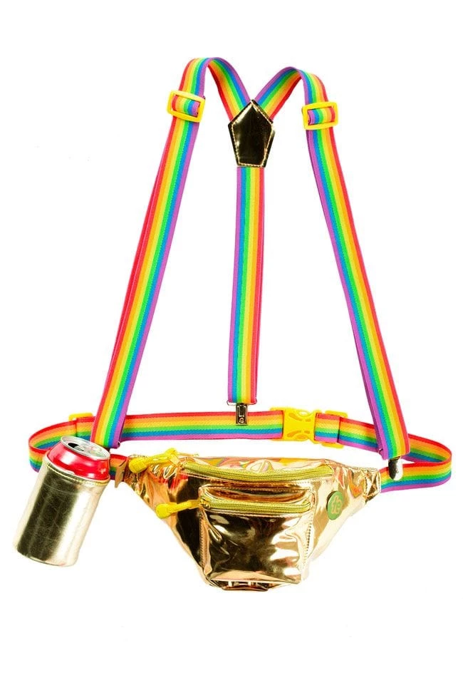 Tipsy Elves The Gold Rainbow Fanny Pack And Suspenders Pride & LGBTQ+