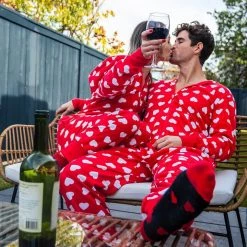 Tipsy Elves Men's Beating Hearts Jumpsuit & Gift Box