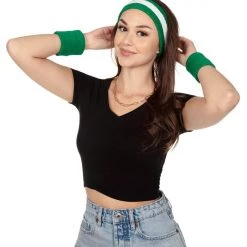 Tipsy Elves Lucky Clover Zippered Sweatband Set Holidays & Occasions