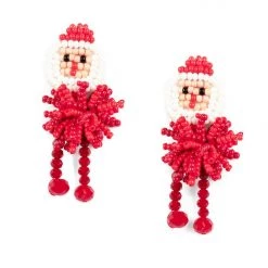 Tipsy Elves Beaded Santa Claus Earrings