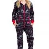 Tipsy Elves Women's Black And Red Fair Isle Jumpsuit