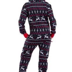 Tipsy Elves Women's Black And Red Fair Isle Jumpsuit