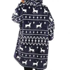 Tipsy Elves Blue Reindeer Blanket Hoodie