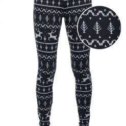 Tipsy Elves Women Black Reindeer Leggings