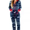 Tipsy Elves Women's Blue Reindeer Jumpsuit