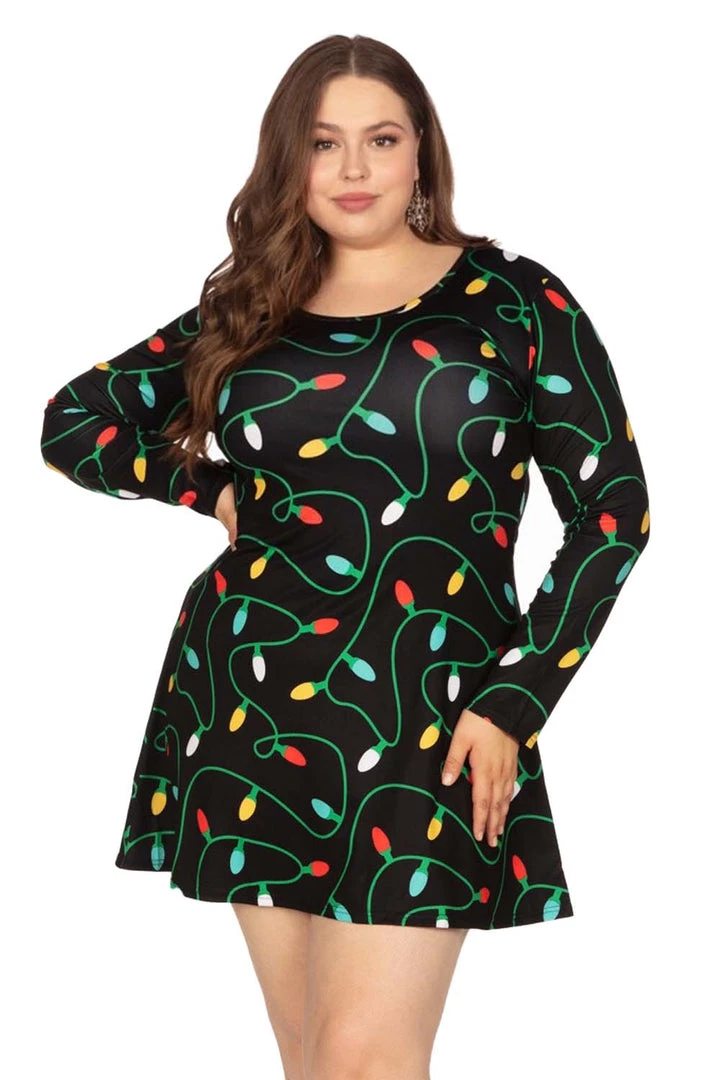 Tipsy Elves Women's Twinkle Lights Plus Size Dress