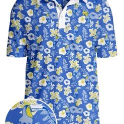 Tipsy Elves Men's Blue Botanics Golf Polo