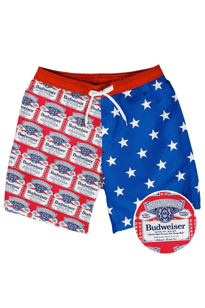 Tipsy Elves Patriotic Crack A Cold Wave Budweiser Swim Trunks