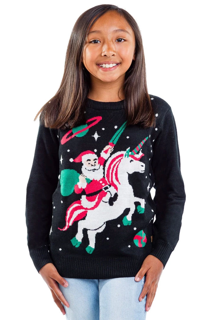 Tipsy Elves Kids & Baby Boy's / Girl's Santa Unicorn Sweater