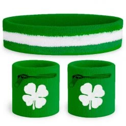 Tipsy Elves Lucky Clover Zippered Sweatband Set Holidays & Occasions