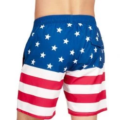 Tipsy Elves Patriotic American Flag Stretch Swim Trunks
